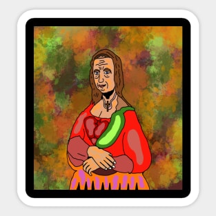 drawing old Mona Lisa with vegetables Sticker